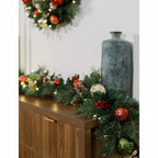 9 ft Pre-lit Christmas Artificial Garland With Twinkling LED Lights RED