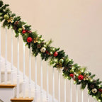 9 ft Pre-lit Christmas Artificial Garland With Twinkling LED Lights RED