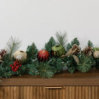 9 ft Pre-lit Christmas Artificial Garland With Twinkling LED Lights RED