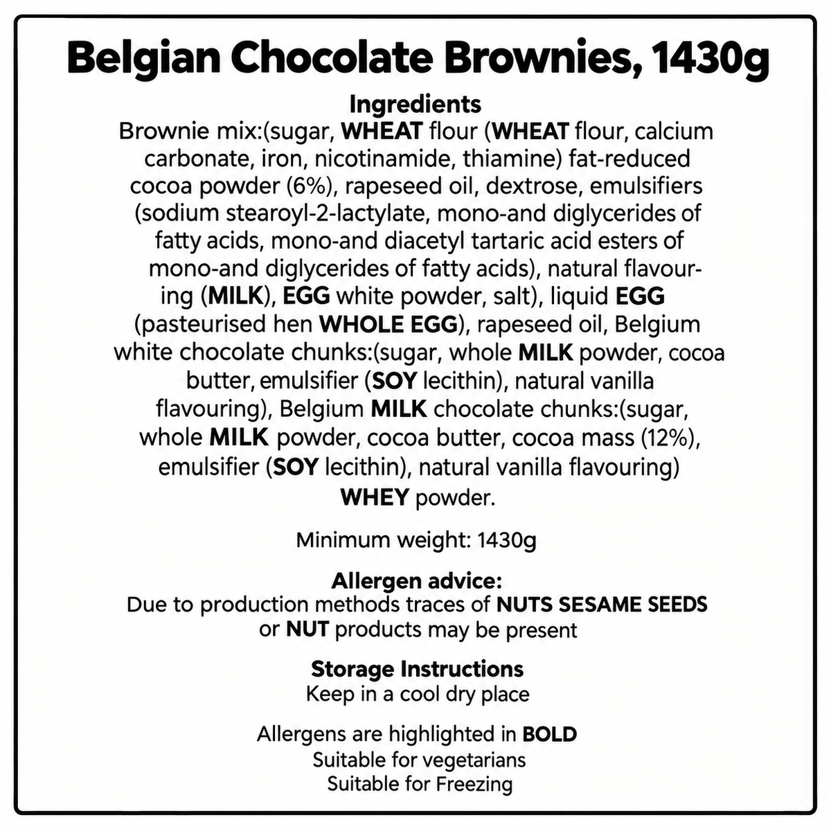 Belgian Chocolate Brownies, 1430g