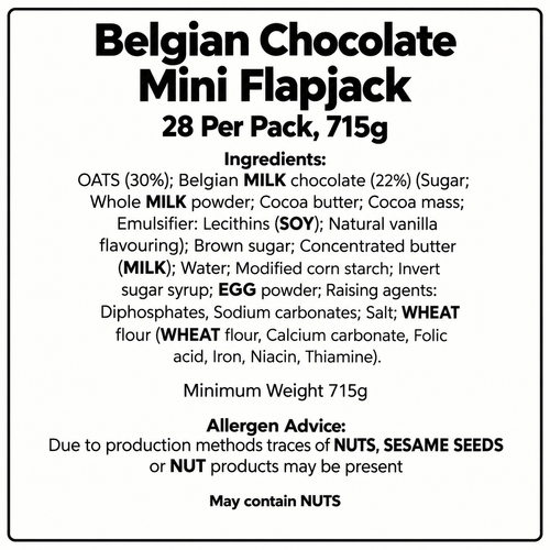 Belgian Chocolate Mini Flapjack 28 Per Pack