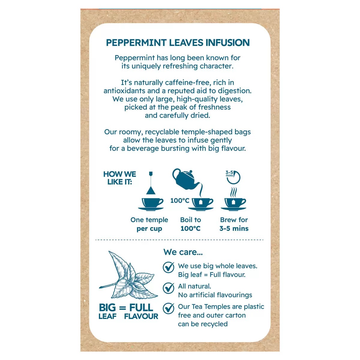 Cafe Tea 100% Peppermint Leaves Teabags, 240 Pack