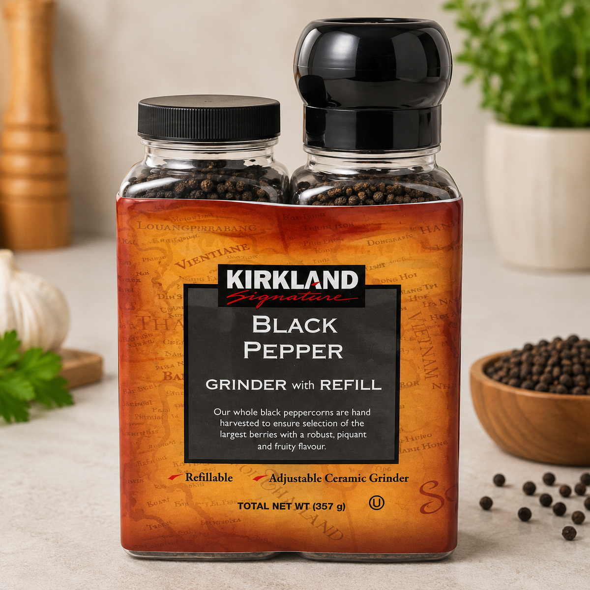 Kirkland Signature Black Pepper Grinder with Refill, 357g