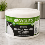 Banquet Recycled Tie Handle Tall Kitchen Bin Liners, 100 Bags
