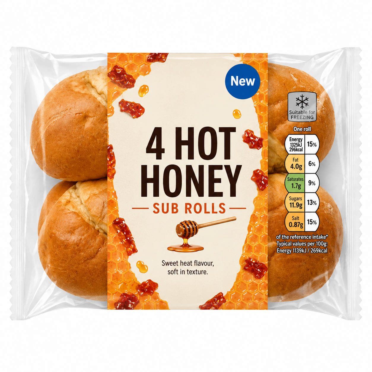 4 Hot Honey Sub Rolls
