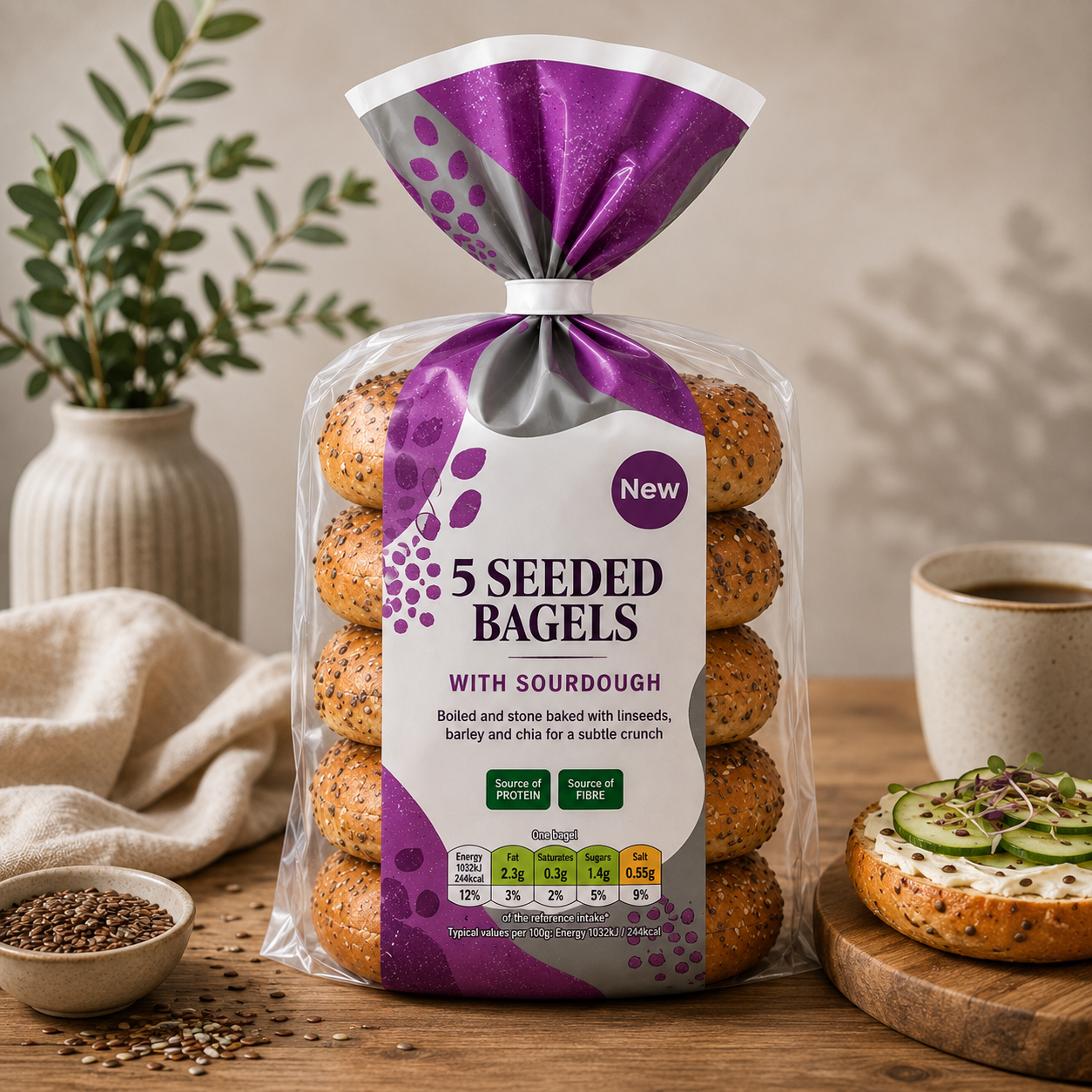 5 Seeded Sourdough Bagels