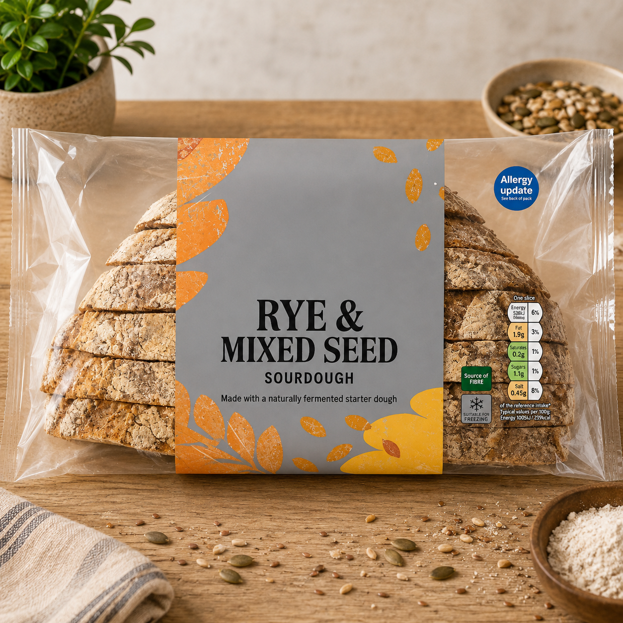 Rye & Mixed Seed Sourdough loaf 400G