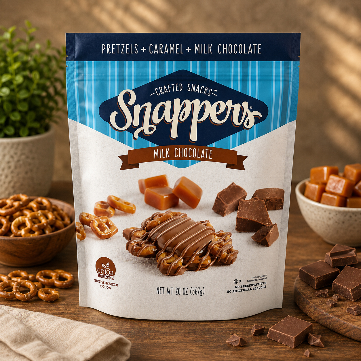 Snappers Milk Chocolate and Caramel Pretzels, 567g