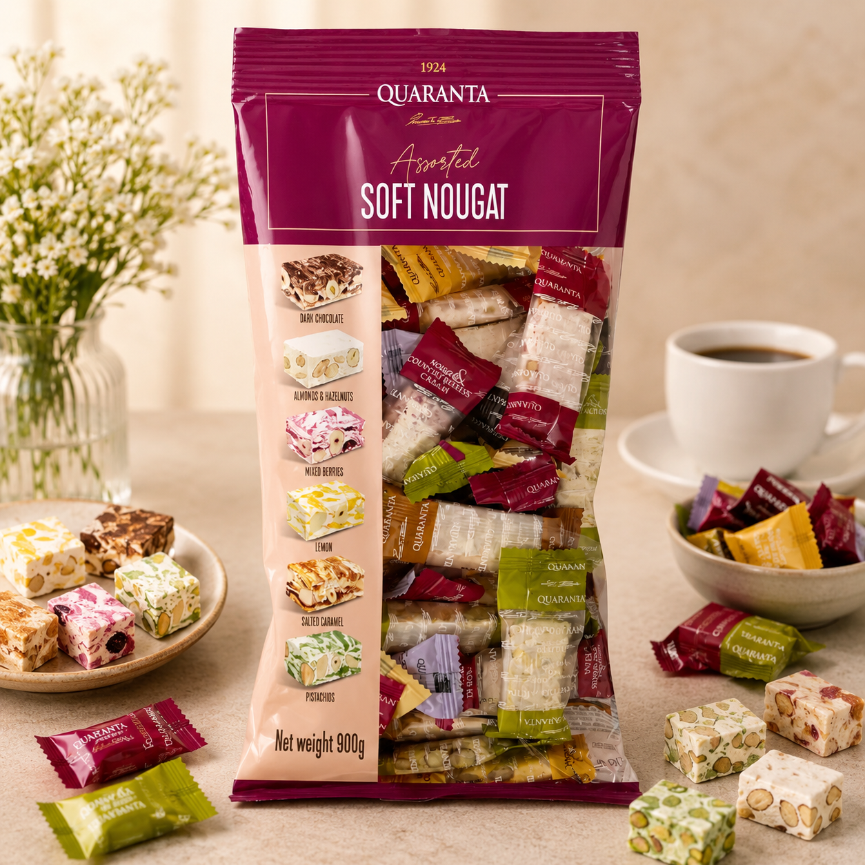 Quaranta Assorted Italian Soft Nougat, 900g