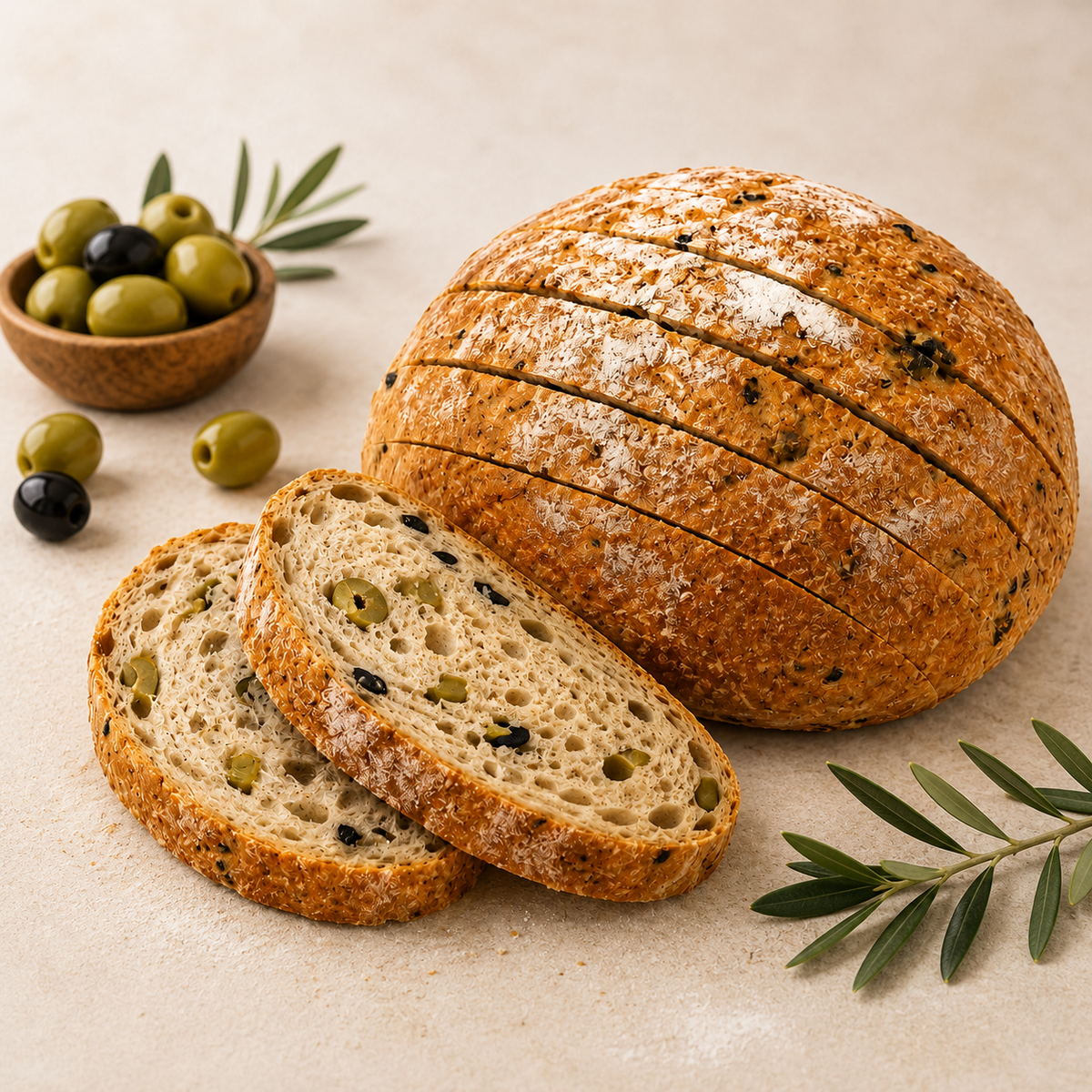 Sliced Green Olive & Rosemary Sourdough Bread 400g