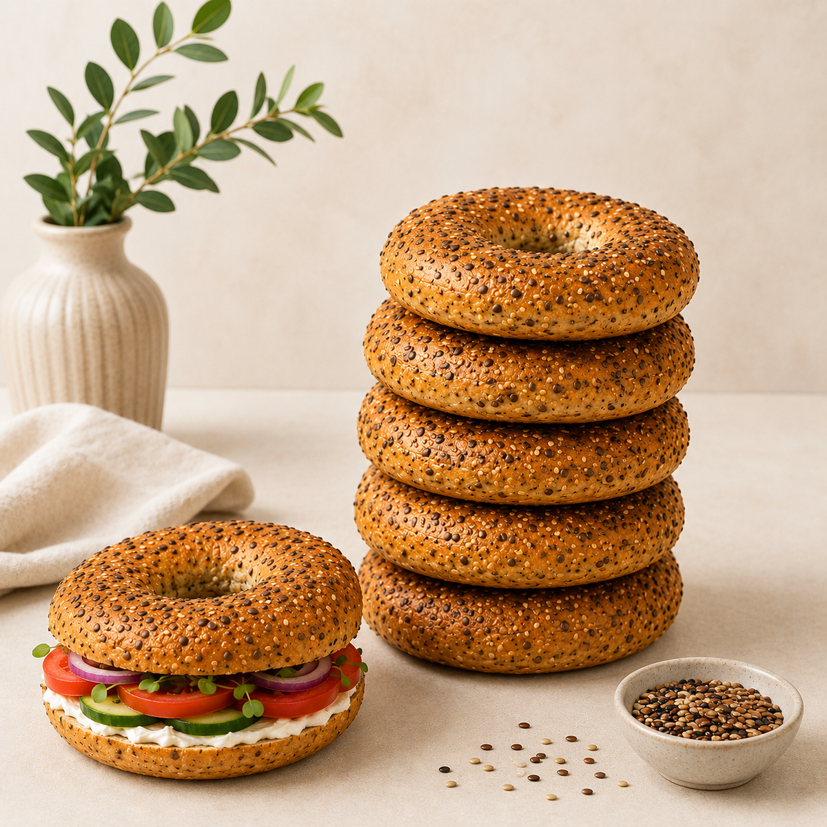5 Seeded Sourdough Bagels