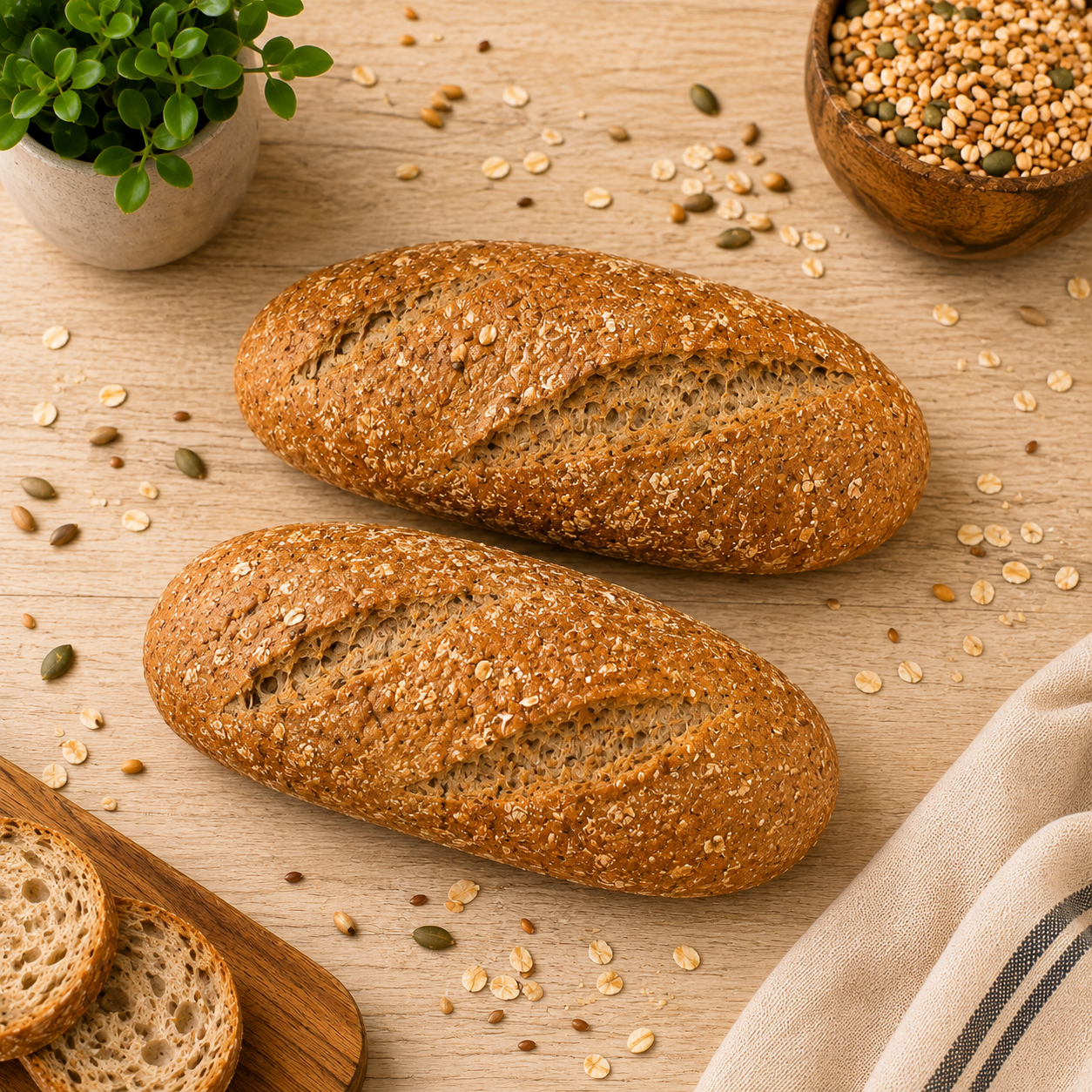 Multigrain Part Baked Baguettes with Sourdough 2 Pack 250g