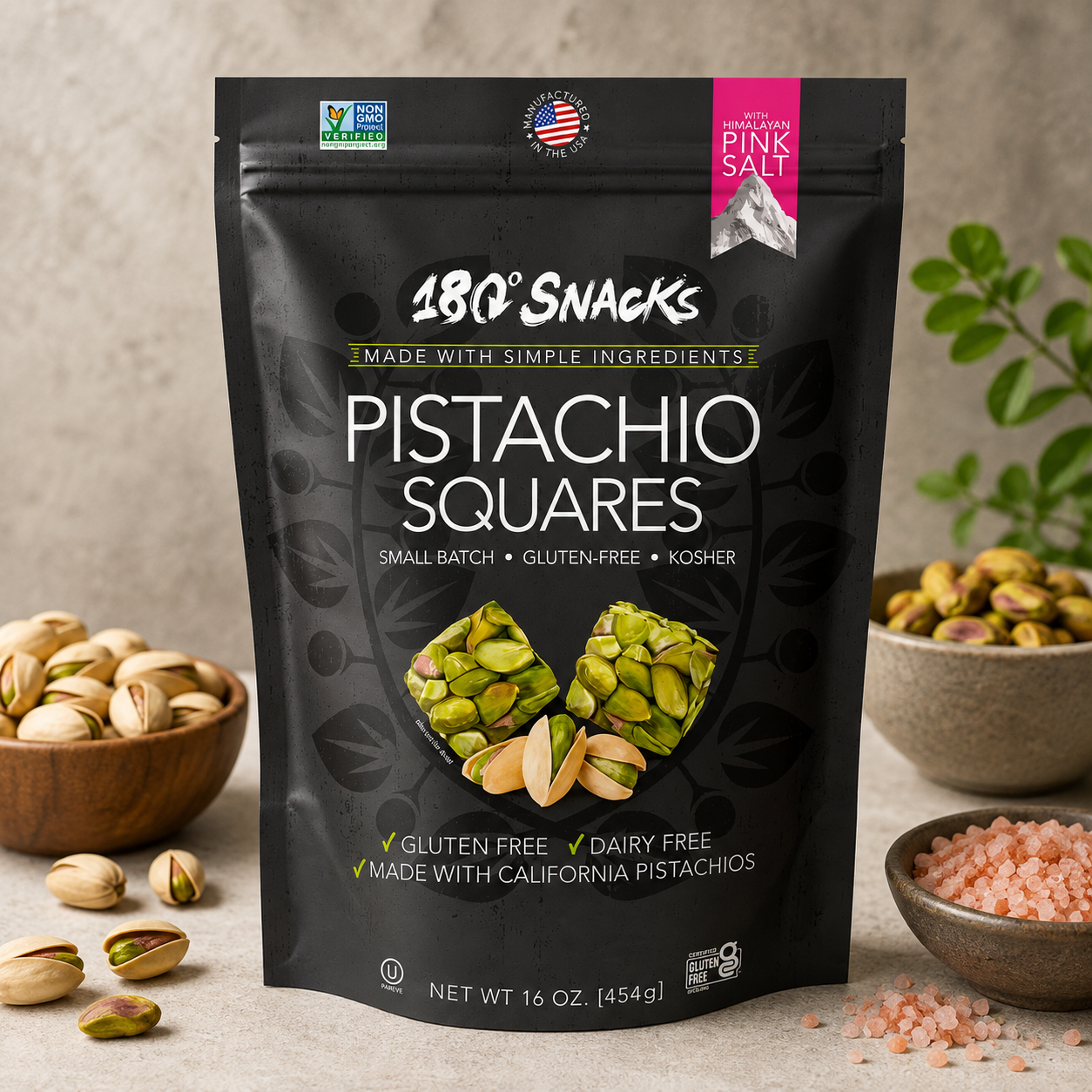 180° Snacks Pistachio Squares, 454g