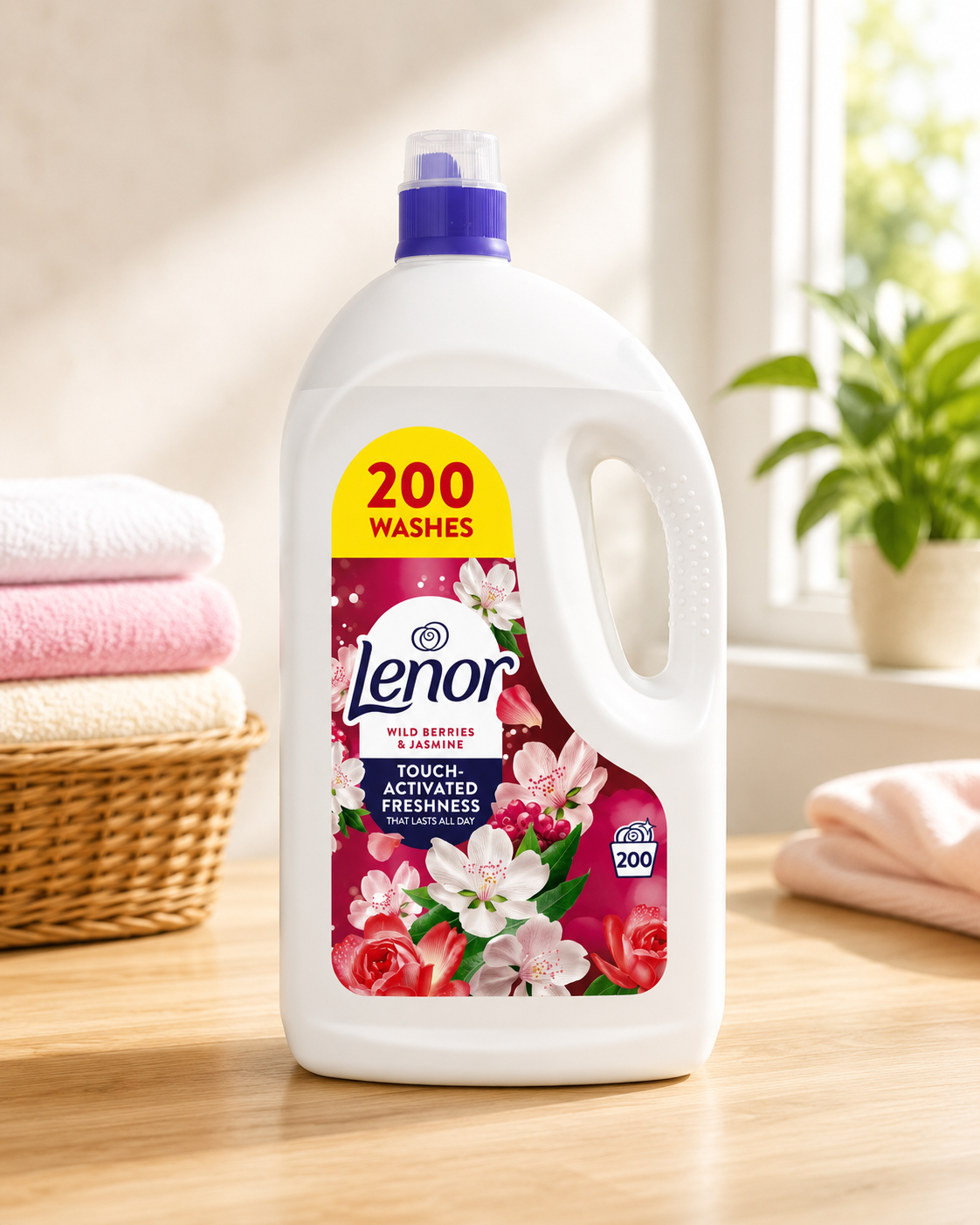 Lenor Concentrate Wild Berries and Jasmine Fabric Conditioner, 200 Wash (4L)