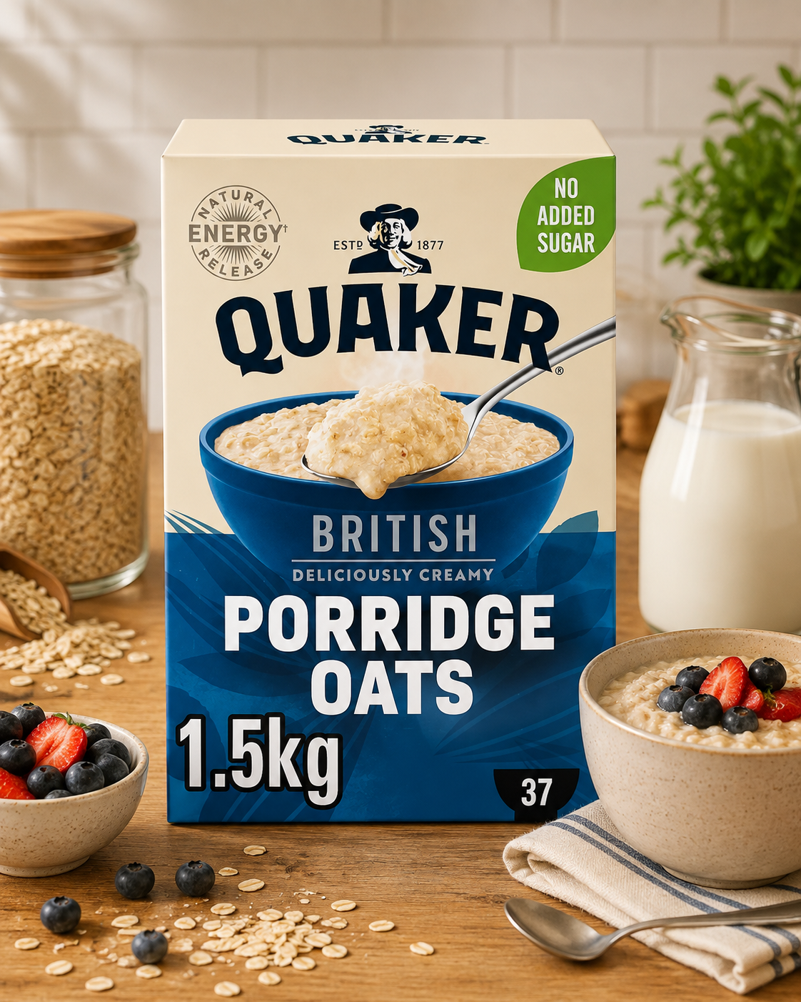 Quaker Rolled Oats, 2 x 1.5kg