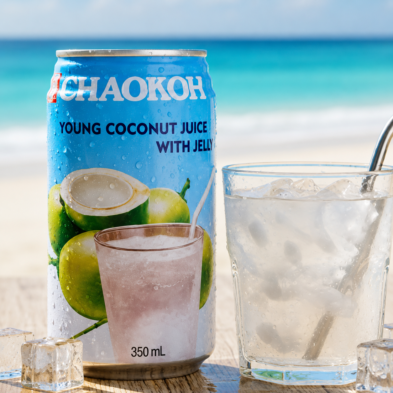 Chaokoh Young Coconut Juice with Pulp 350ml – Refreshing Coconut Drink with Real Coconut Pieces