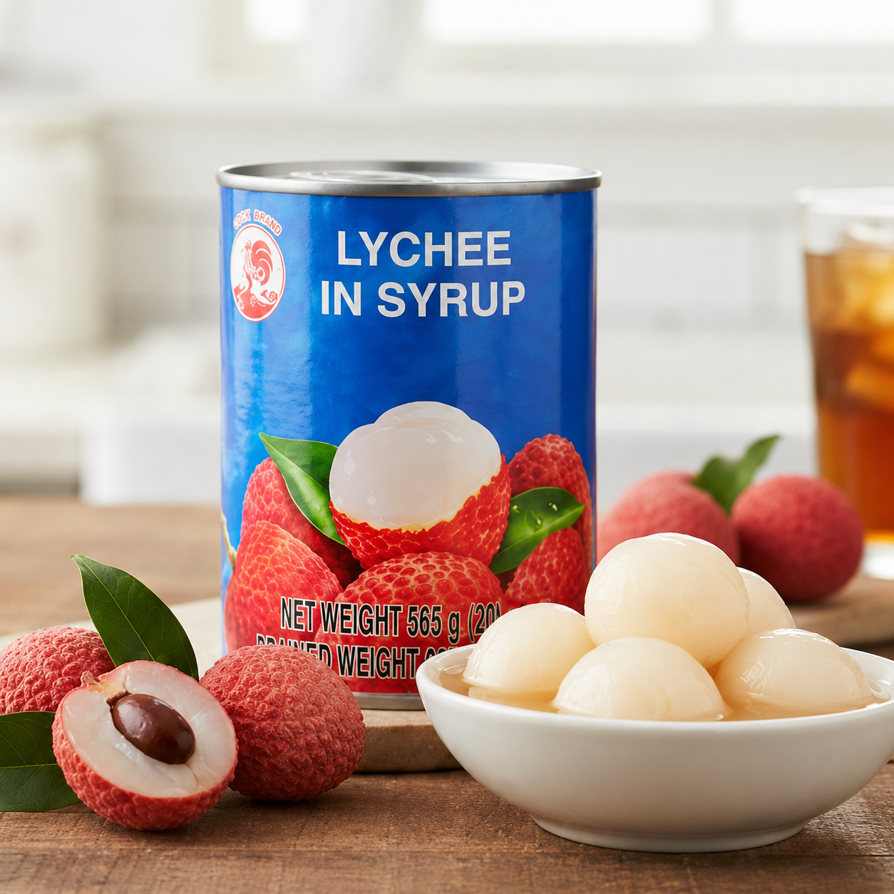 Cock Brand Lychee in Syrup 565g – Sweet Tropical Lychee Fruit