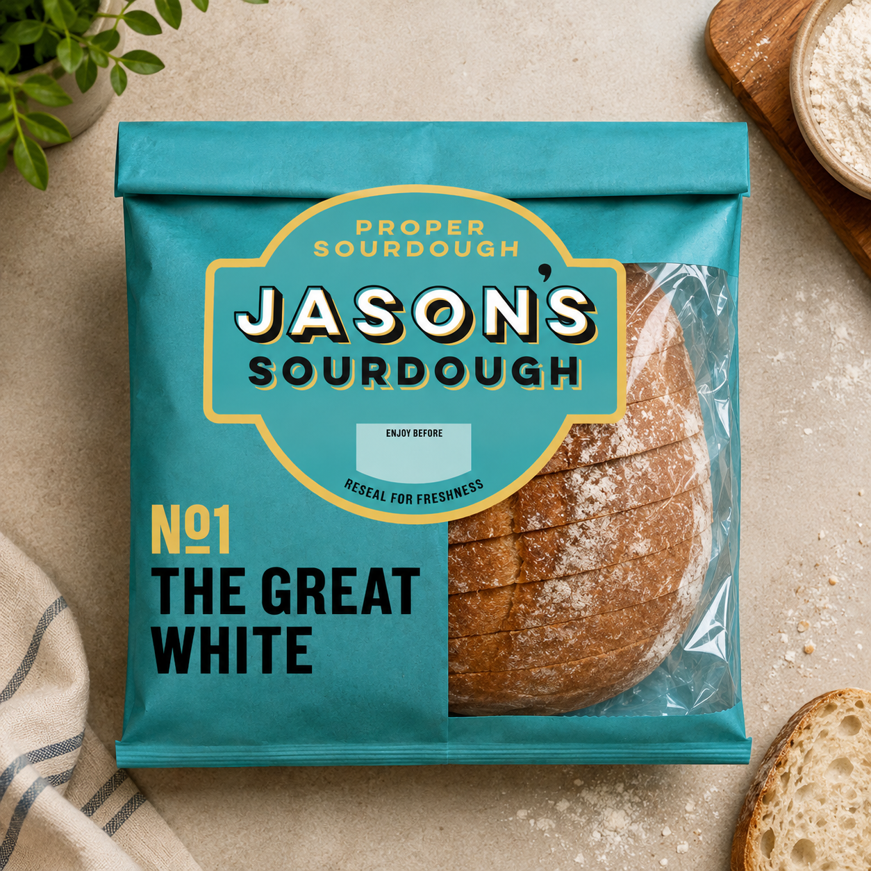 Jason's Recipe No 01 The Great White Straight Up Sourdough Loaf 450g