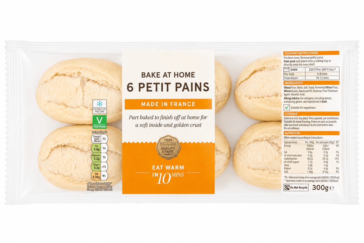 Home Part Baked Mini White Rolls 6 Pack