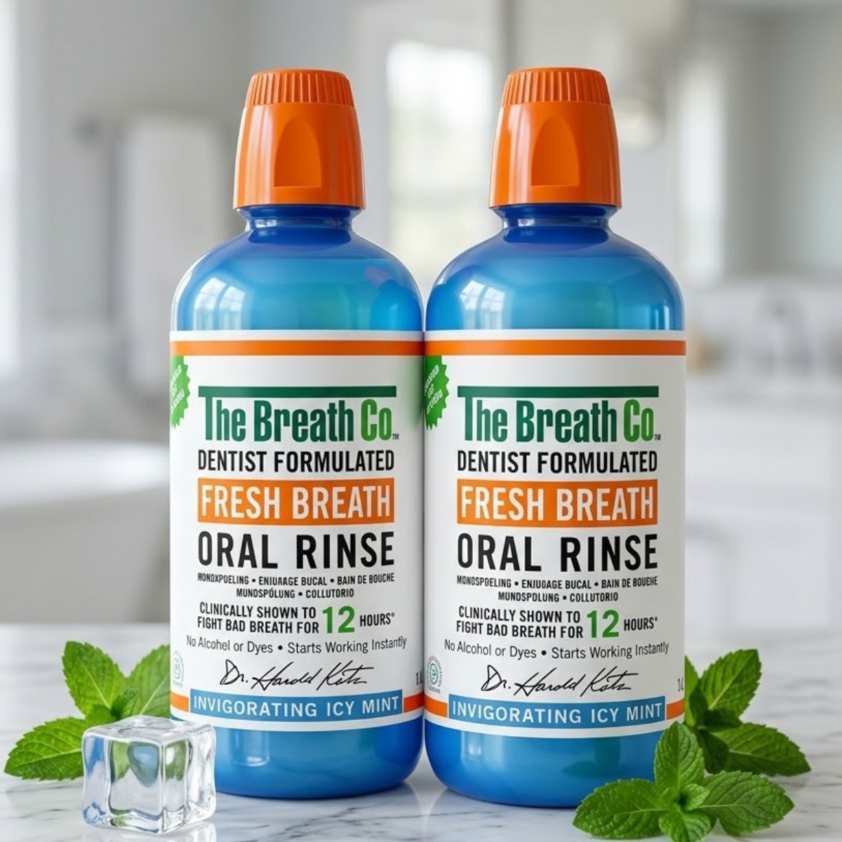 The Breath Co Mouthwash Icy Mint, 2 x 1L