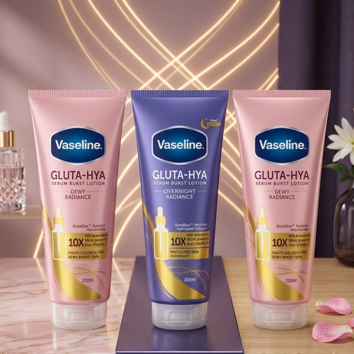 Vaseline Lotion Gluta Hya Serum Burst, 3x 200ml