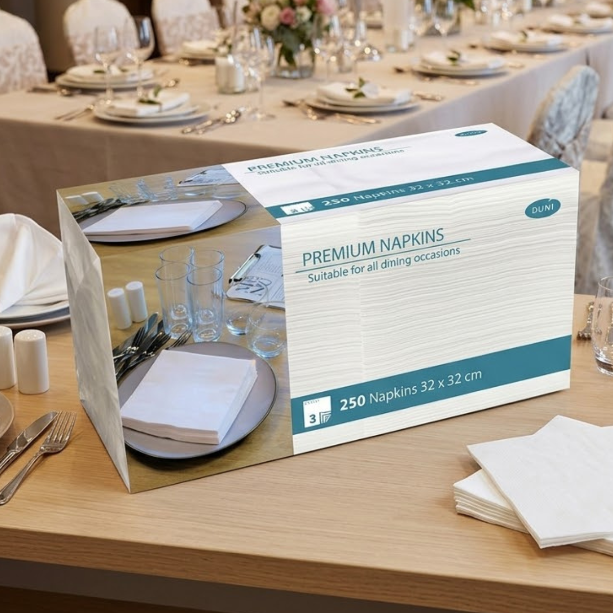 Duni Premium 32cm 3-Ply Napkins, 250 Pack