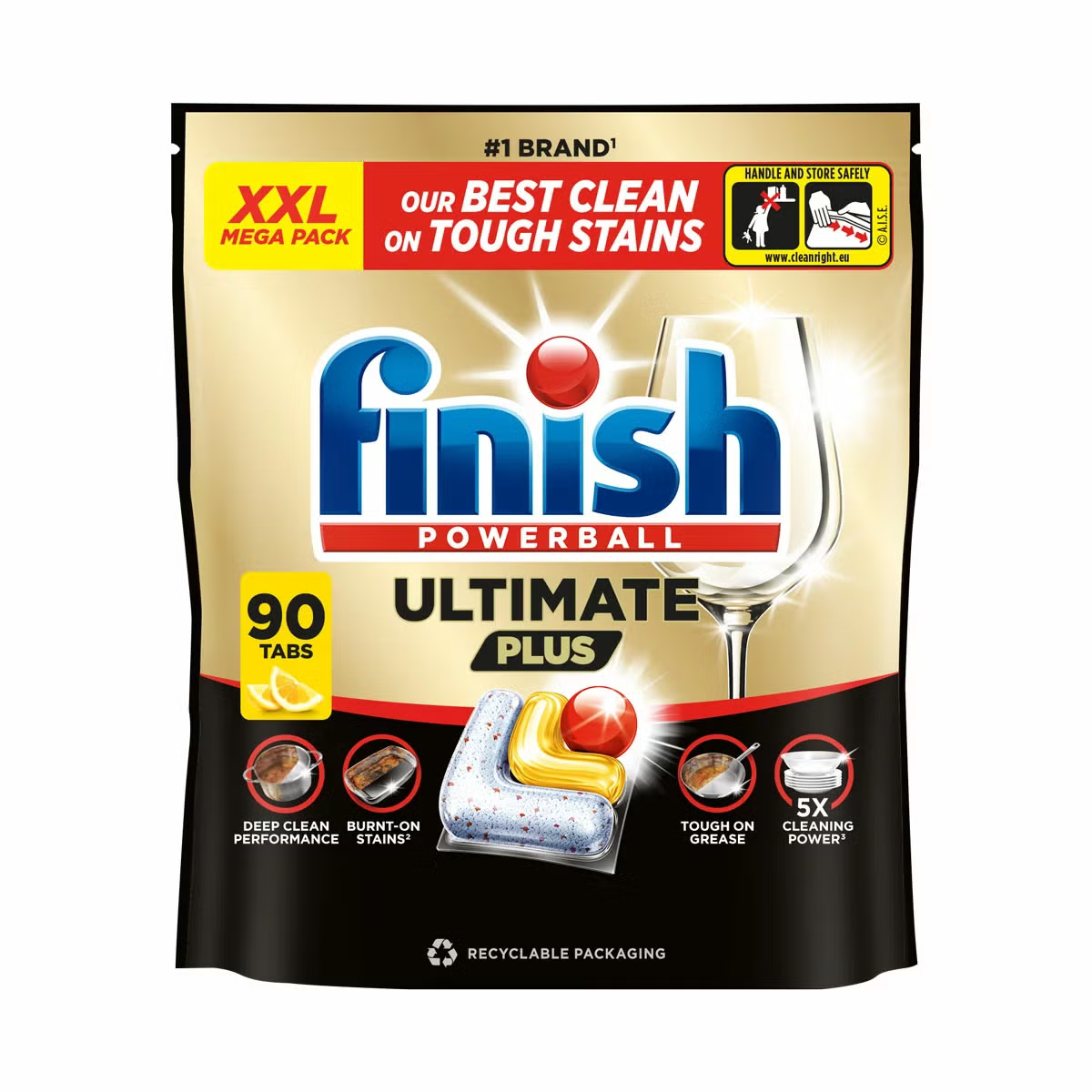 Finish Ultimate Plus All in One Lemon Dishwasher Tablets, 90 Pack