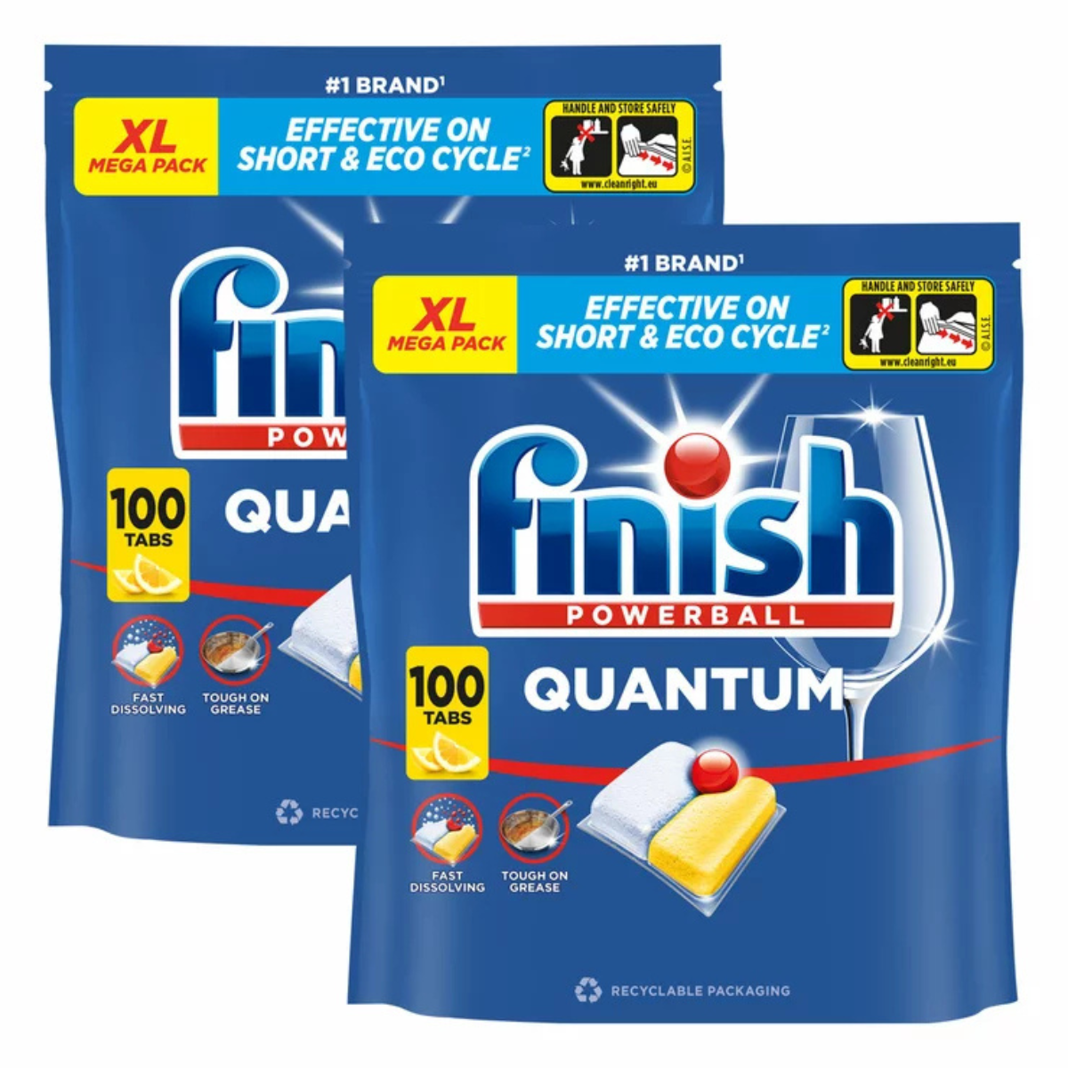 Finish Quantum All in One Lemon Dishwasher Tablets, 2 x 100 Pack