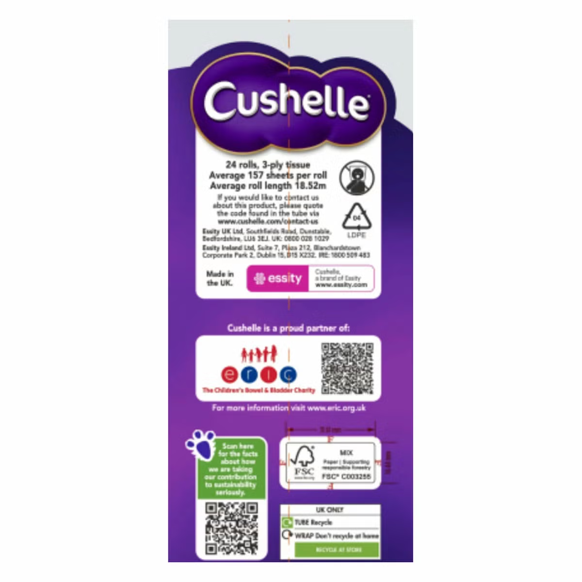Cushelle Quilted 3-Ply Toilet Tissue, 24 Pack (157 Sheets)