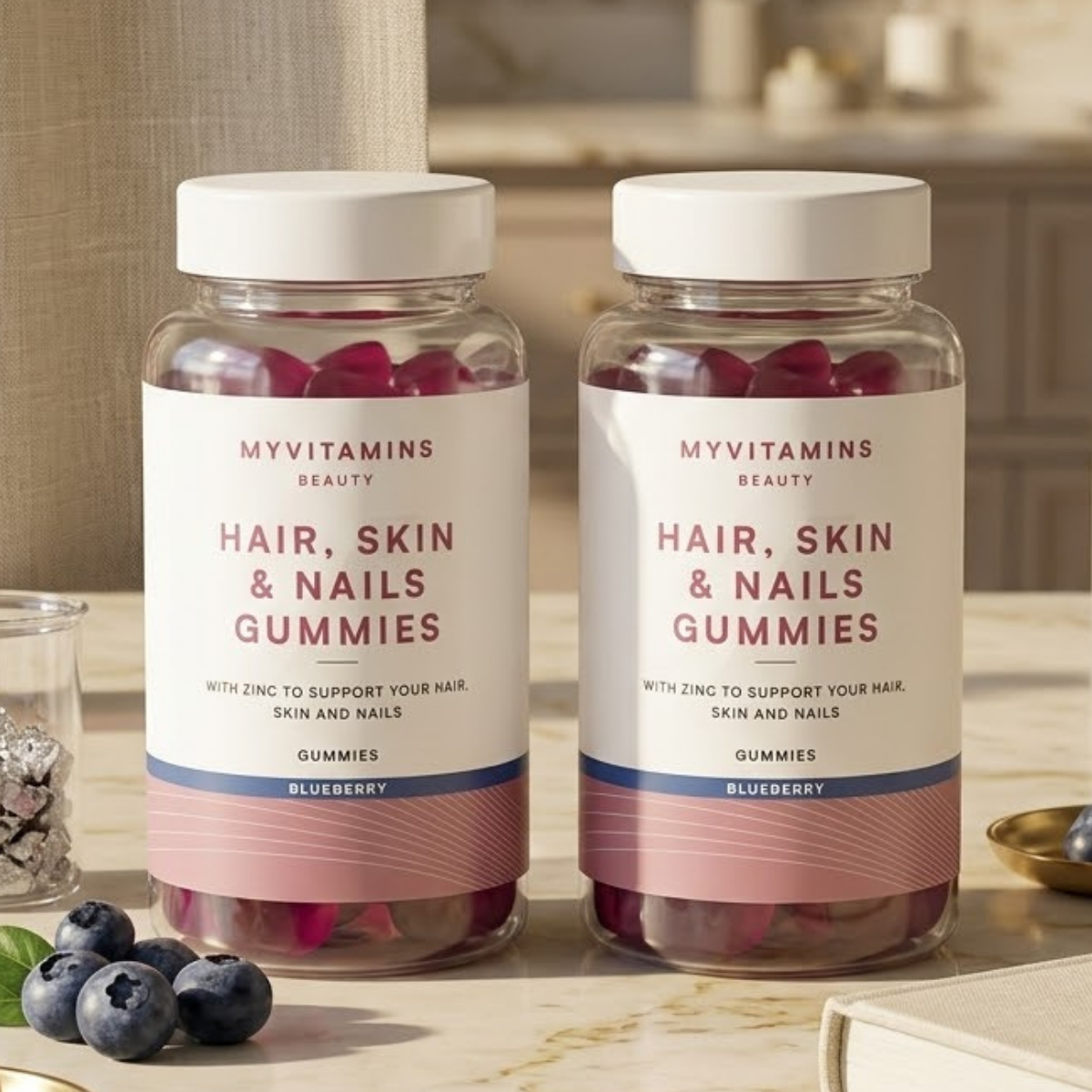 MyVitamins Hair, Skin & Nails Gummies, Blueberry, 2 x 120 Count