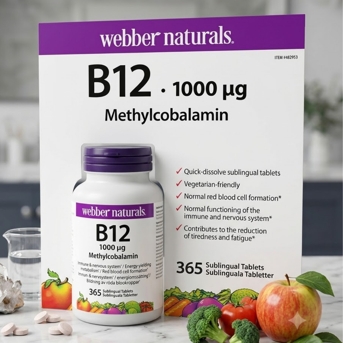 Webber Naturals B12 1000mg, 365 Count