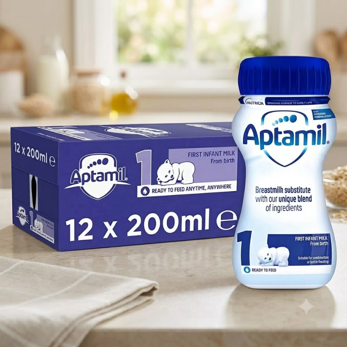 Aptamil Stage 1 Ready to Feed Infant Milk, 12 x 200ml