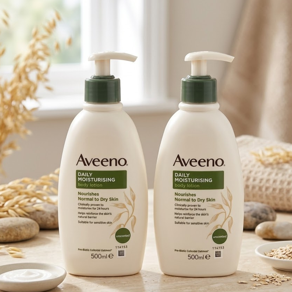 Aveeno Daily Moisturising Body Lotion, 2 x 500ml