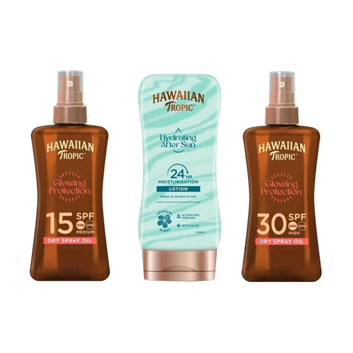 Hawaiian Tropic, Sun Oil Set, 200ml SPF 15 & 200ml SPF 30 Dry Oil Spray and 180ml Hydrating After Sun Lotion