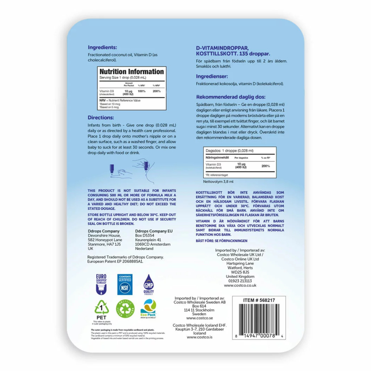 Baby Ddrops Vitamin D, 10mcg 135 Drops