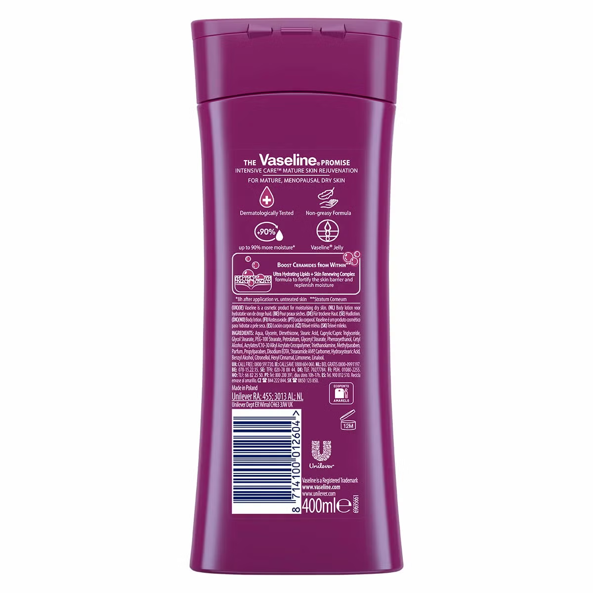 Vaseline Mature Skin Rejuvenation Lotion, 6 x 400ml