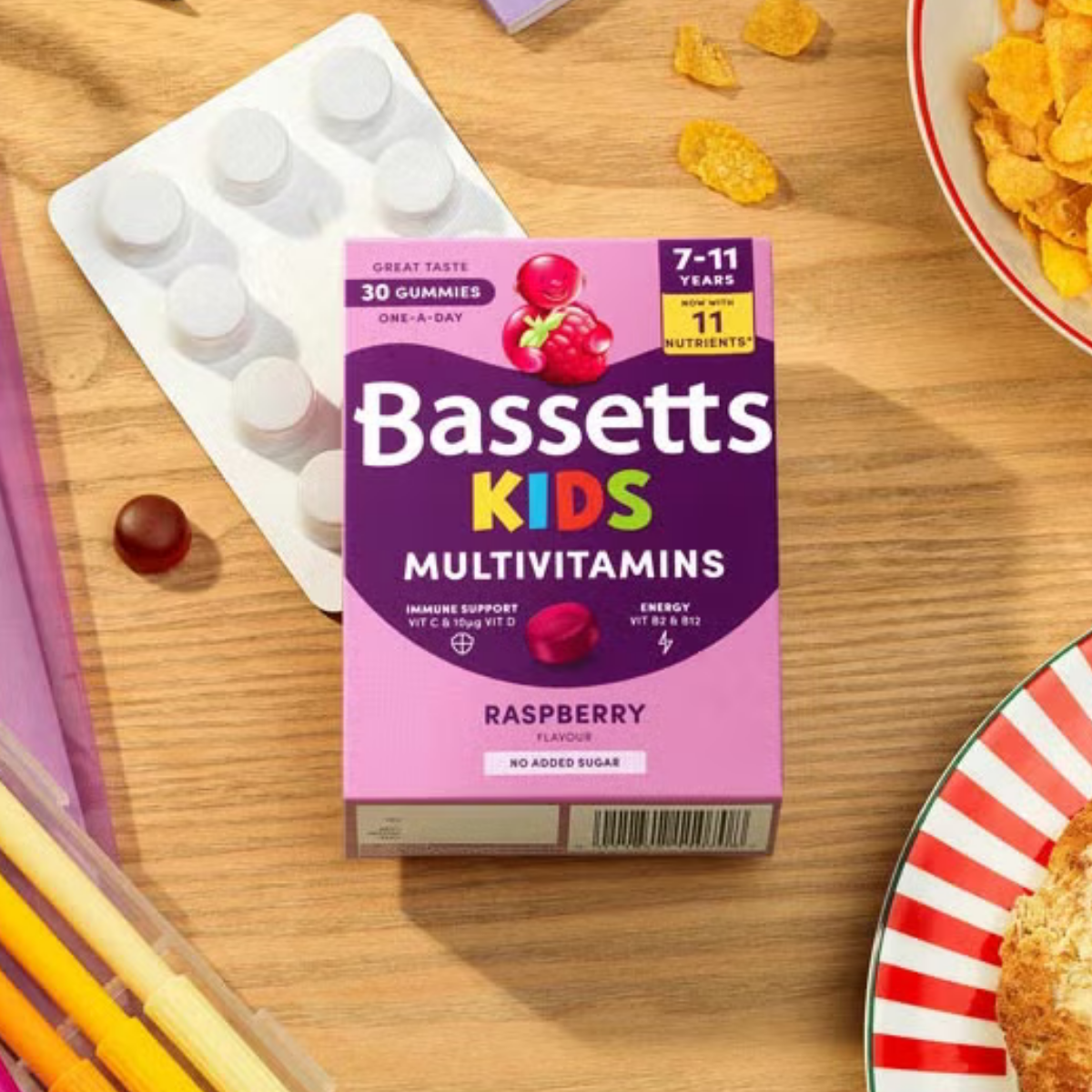 Bassetts Raspberry Multivitamin 7-11 Years, 5 x 30 Count