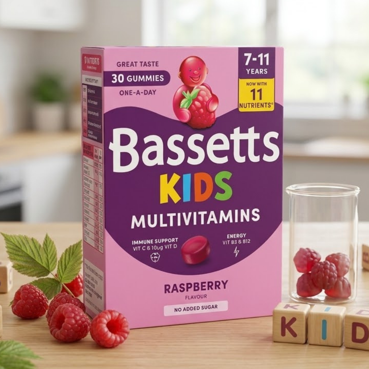 Bassetts Raspberry Multivitamin 7-11 Years, 5 x 30 Count