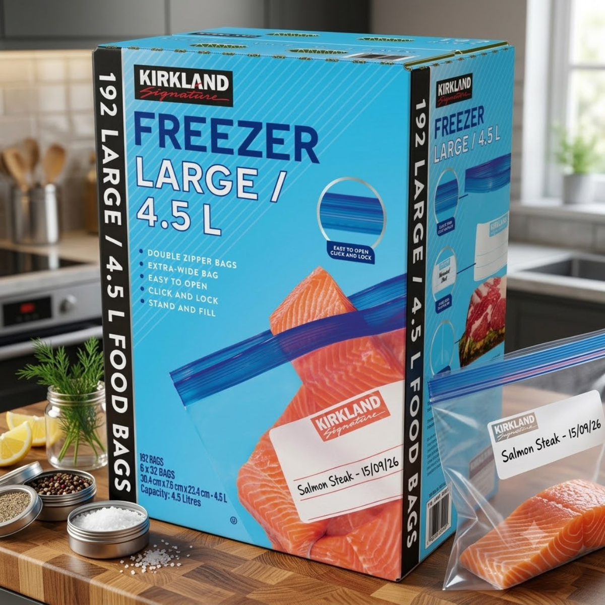 Kirkland Signature Freezer Large Bags 4.5L, 192 Count