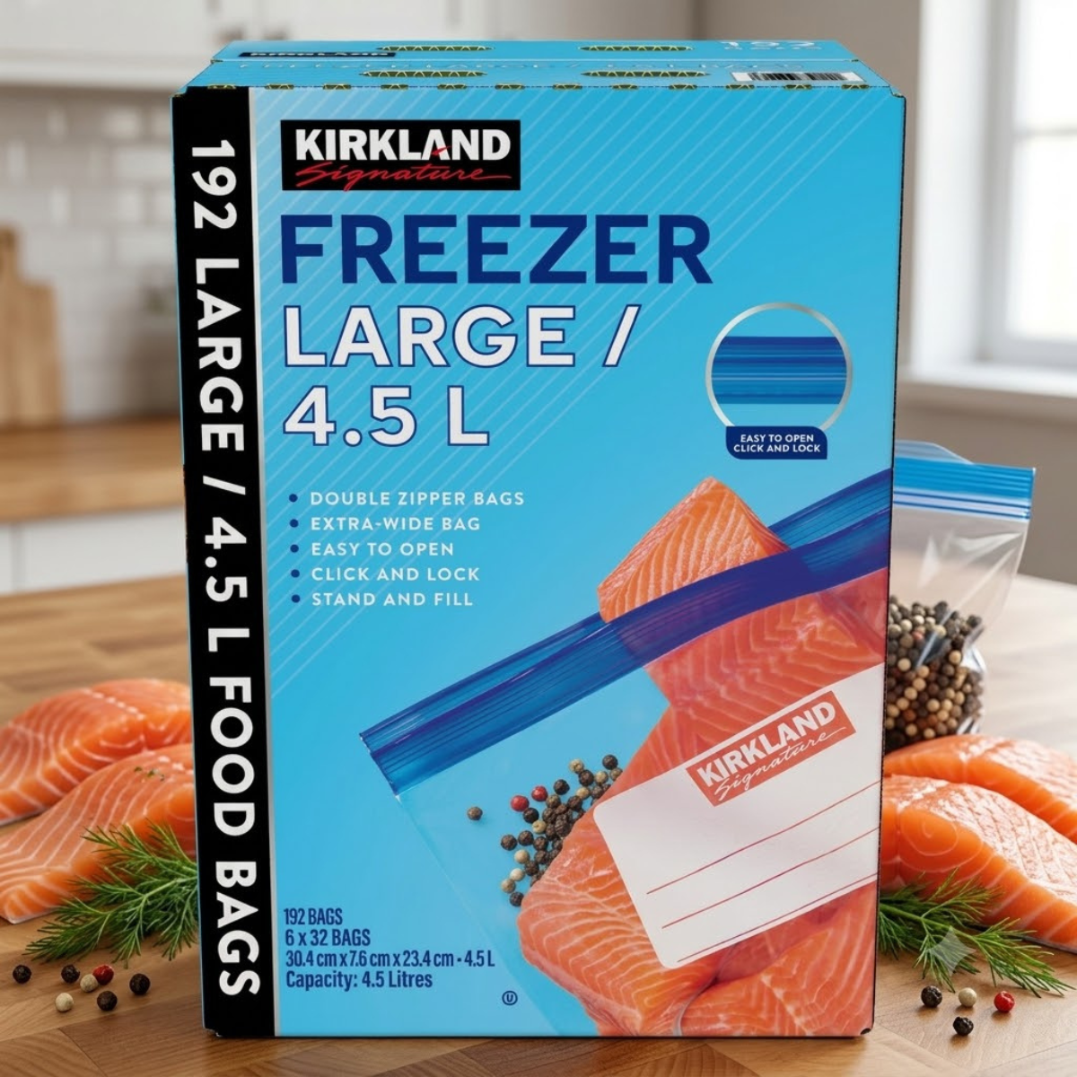 Kirkland Signature Freezer Large Bags 4.5L, 192 Count