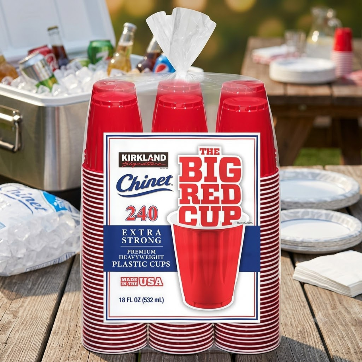 Kirkland Signature Chinet 18oz Red Plastic Cup, 240 Pack