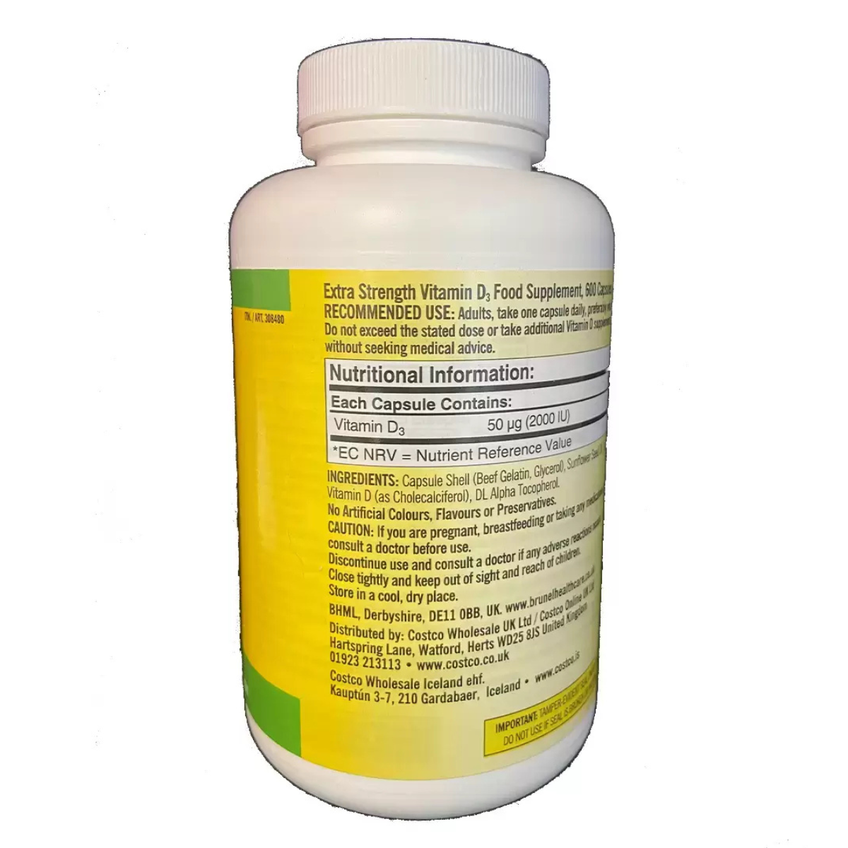 Kirkland Signature Vitamin D3 2000IU, 600 Count
