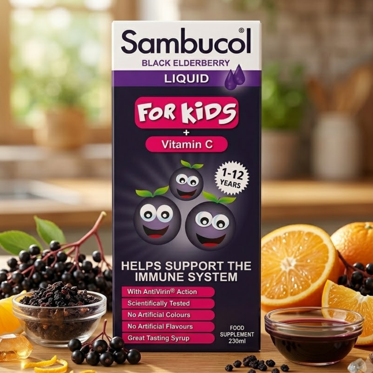 Sambucol Black Elderberry Liquid For Kids, 230ml