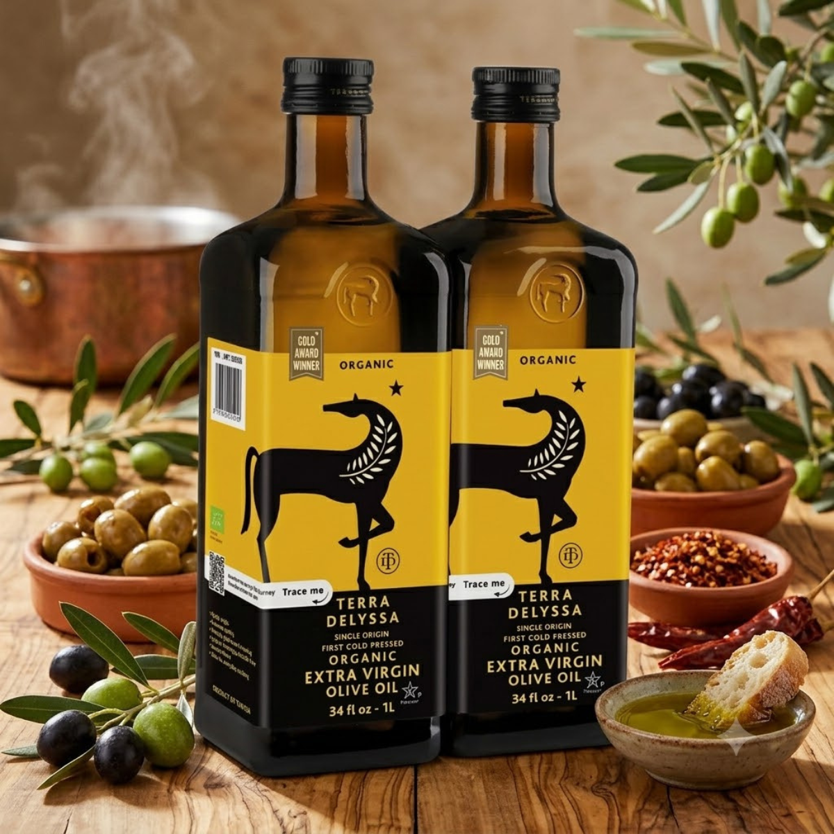 Terra Delyssa Organic Extra Virgin Olive Oil, 2 x 1L