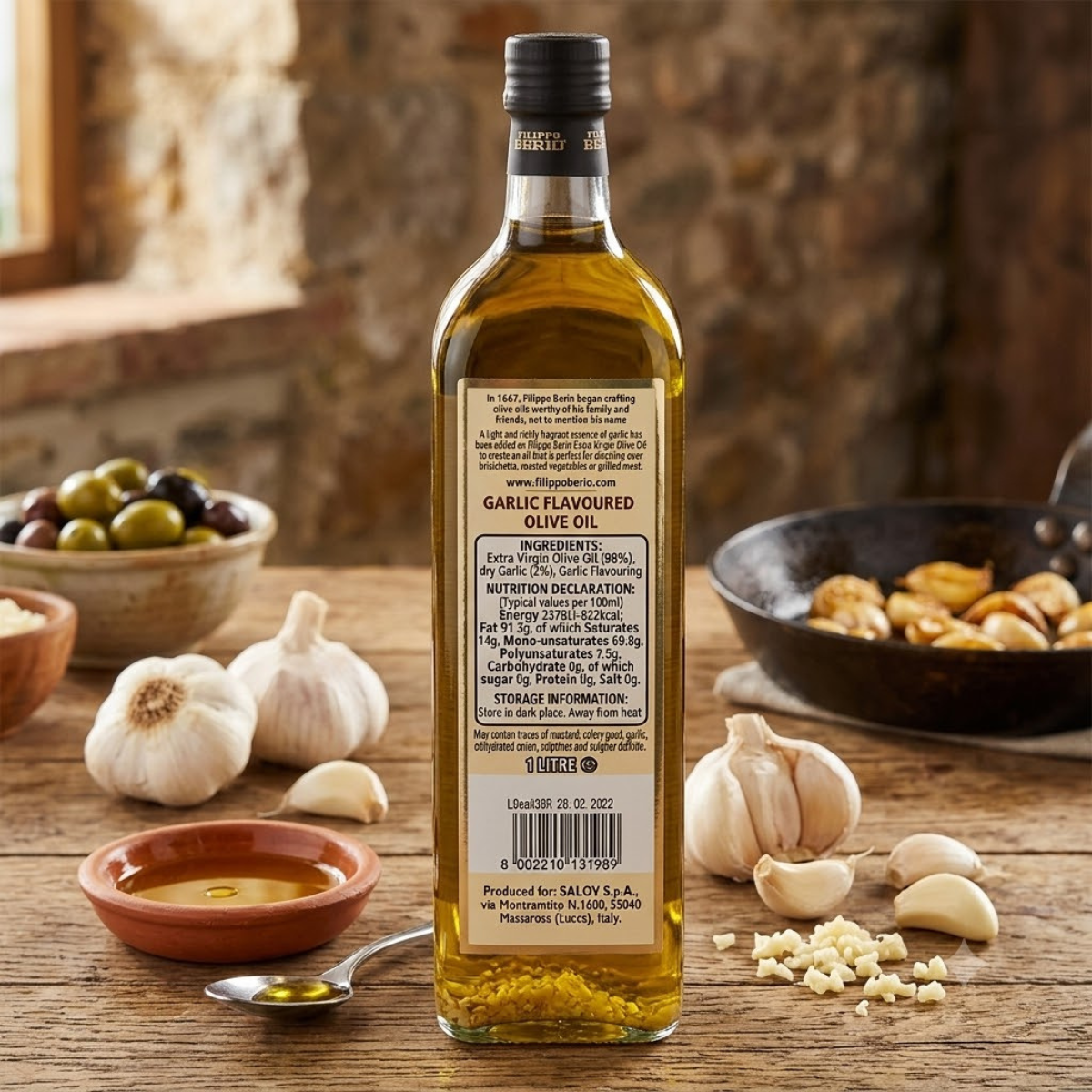 Filippo Berio Garlic Flavoured Olive Oil, 1L