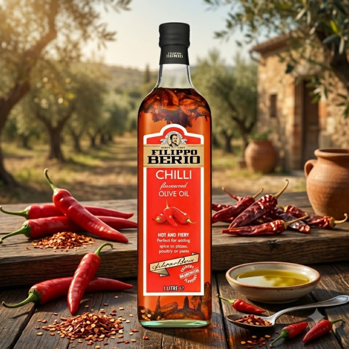 Filippo Berio Chilli Flavoured Olive Oil, 1L