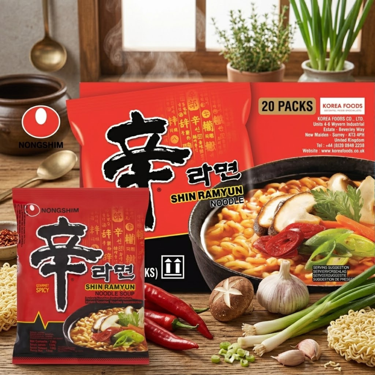 Nongshim Spicy Shin Ramyun Noodles, 20 x 120g