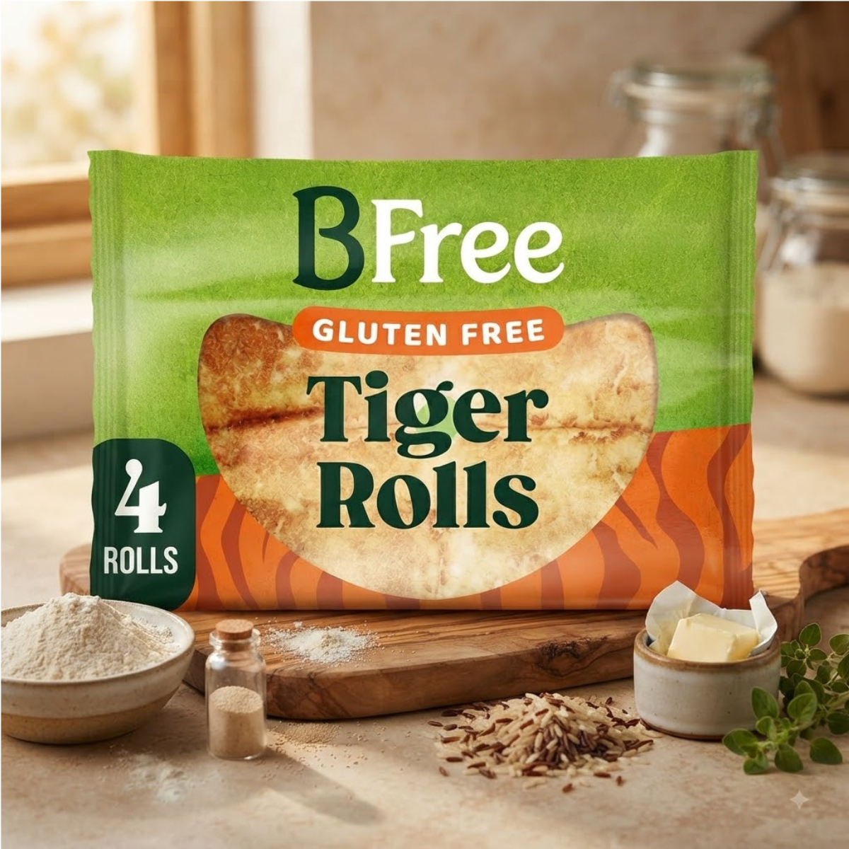 BFree Gluten Free Tiger Rolls 4 Rolls 240g