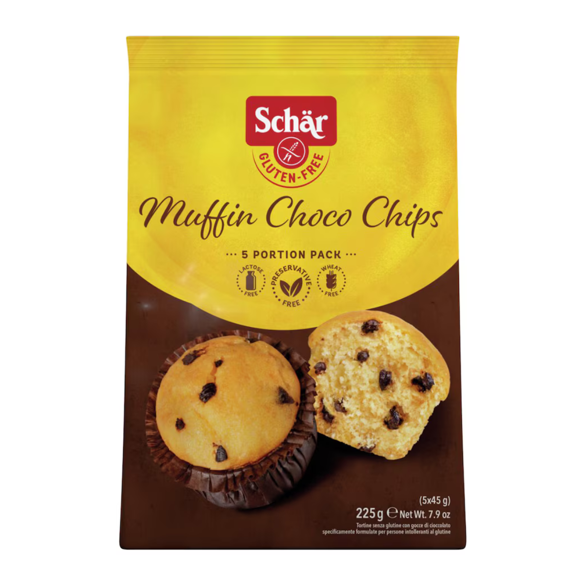 Schär Gluten Free Choco Chip Muffins 225g – 5 Pack
