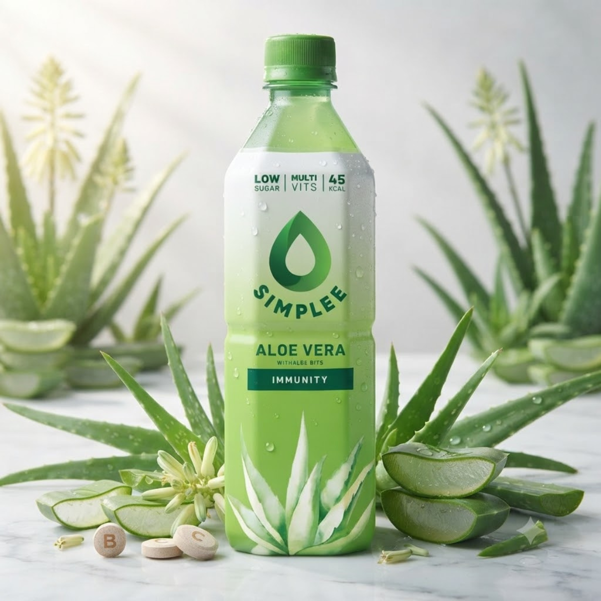 Simplee Aloe Vera Drink With Bits, 12 x 500ml